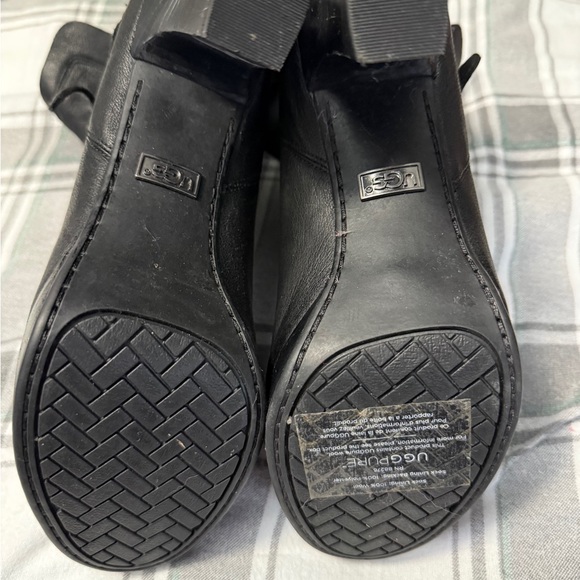 UGG Black Heeled Boots Minimalist Design - Picture 3 of 4